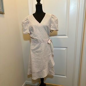 Draper James RSVP Pink/Green/White Seersucker Wrap Dress